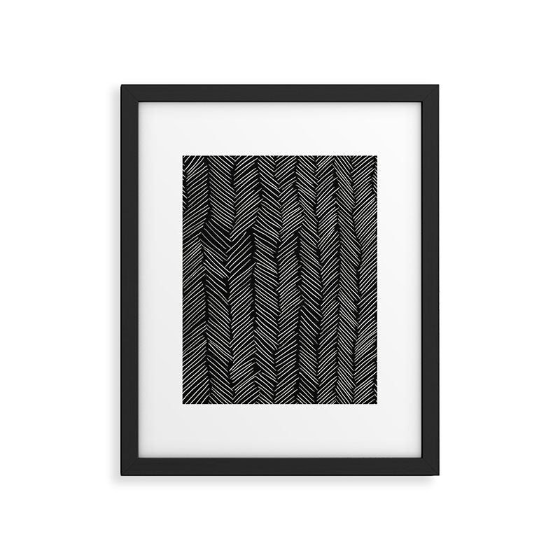 Herringbone Cream on Black Framed Art Print Gallery Image 6