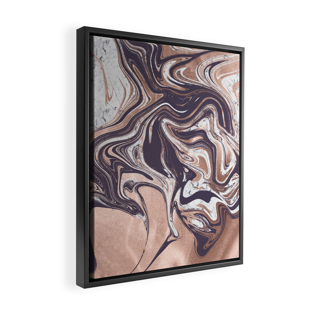 Liquid Rose Gold Violet and Marble Framed Canvas Print Gallery Image 2