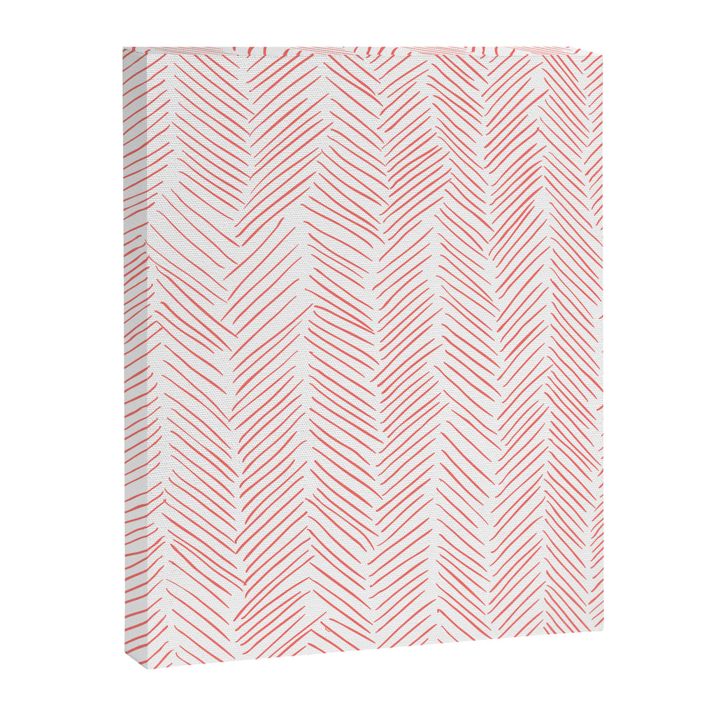 Living Coral Herringbone Canvas Print Gallery Image 8