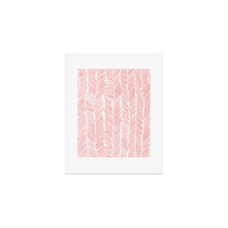Living Coral Herringbone Art Print Gallery Image 1