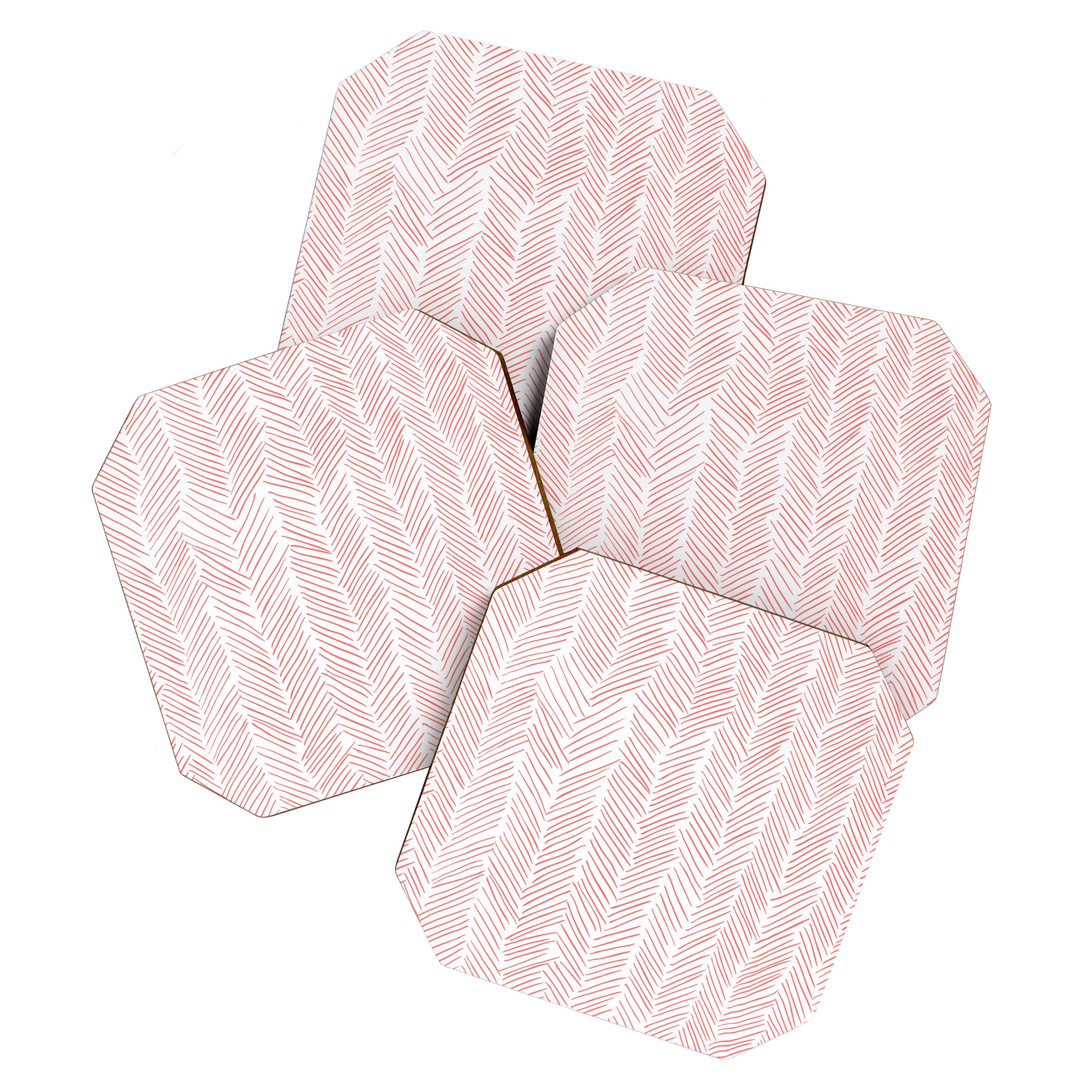Living Coral Herringbone Coaster Gallery Image 1