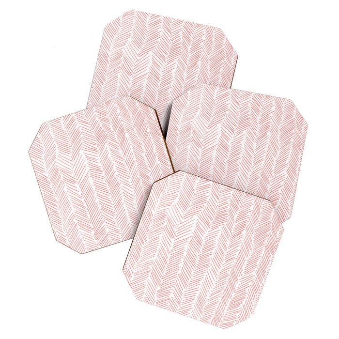 Living Coral Herringbone Coaster Gallery Image 1