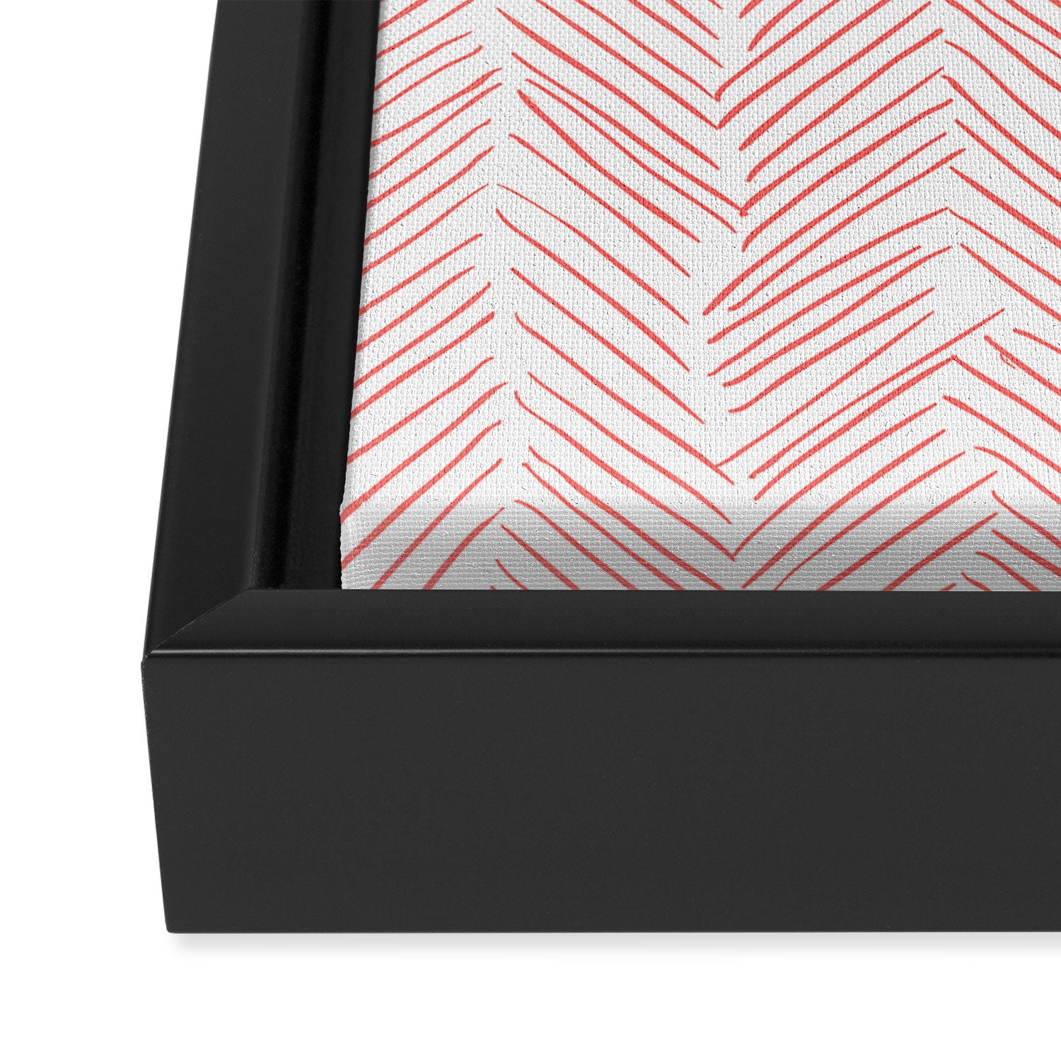Living Coral Herringbone Framed Canvas Print Gallery Image 3