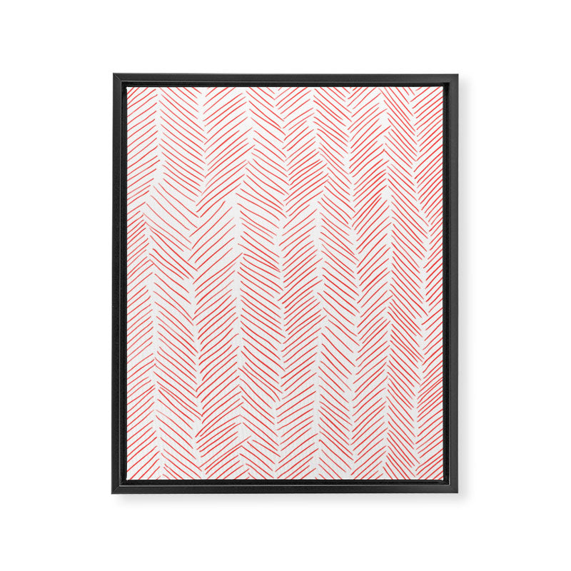Living Coral Herringbone Framed Canvas Print Gallery Image 8
