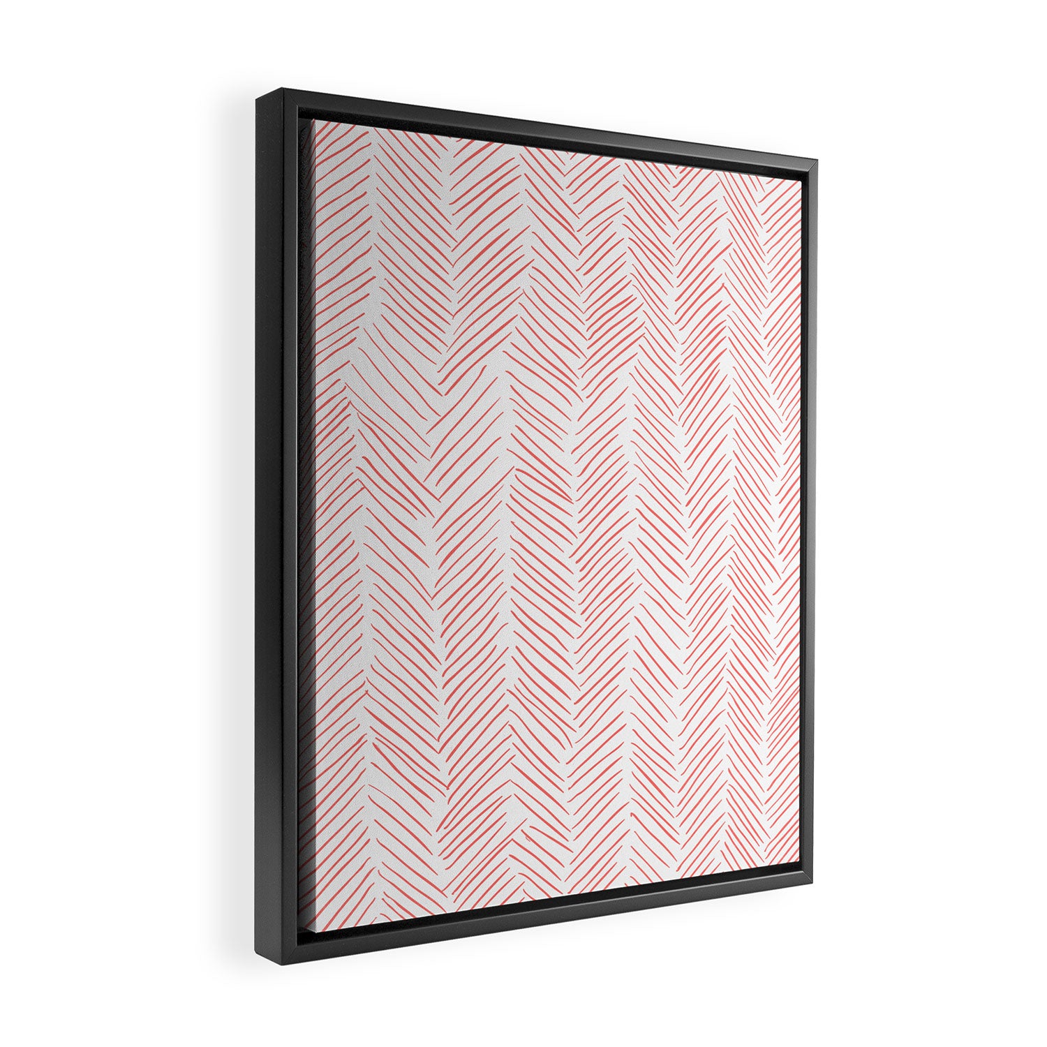 Living Coral Herringbone Framed Canvas Print Gallery Image 2