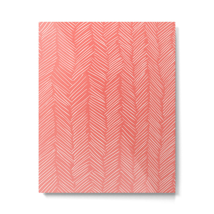 Living Coral Herringbone Happiness Metal Print Gallery Image 1