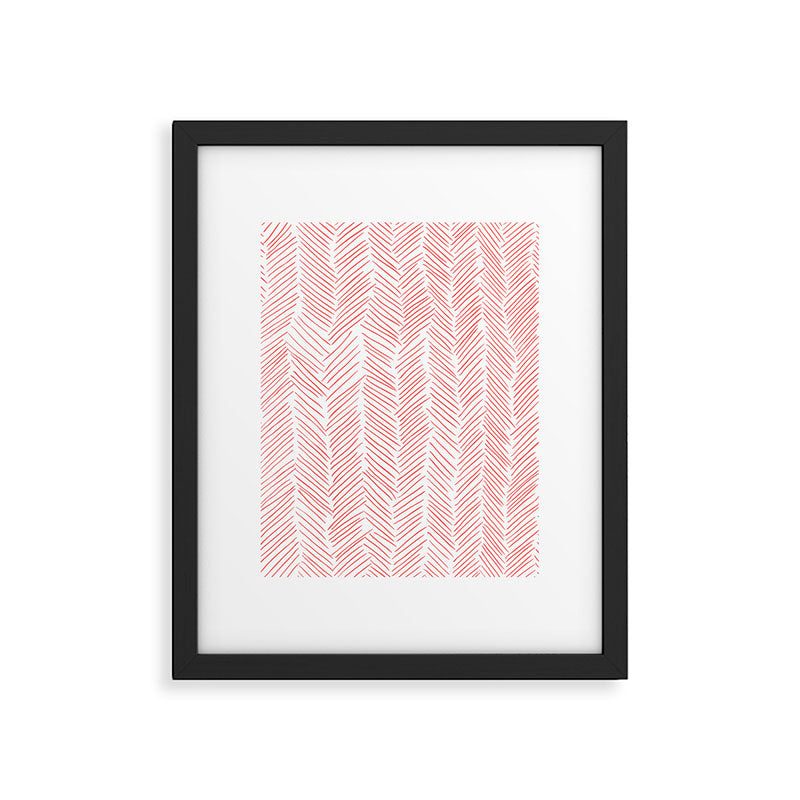 Living Coral Herringbone Framed Art Print Gallery Image 6