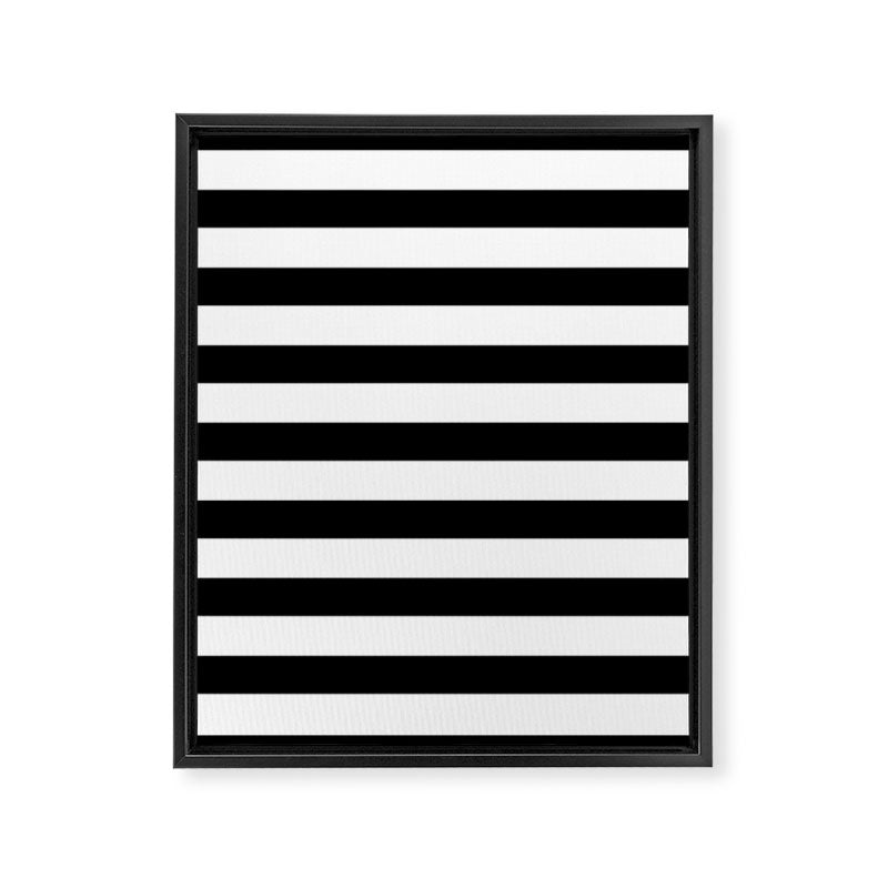 Midnight Black and White Stripes Framed Canvas Print Gallery Image 8