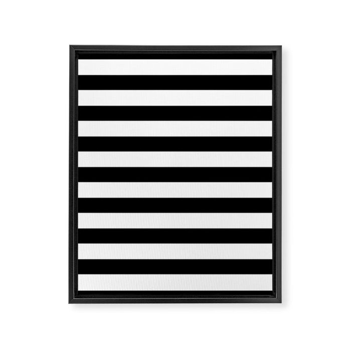 Midnight Black and White Stripes Framed Canvas Print Gallery Image 1