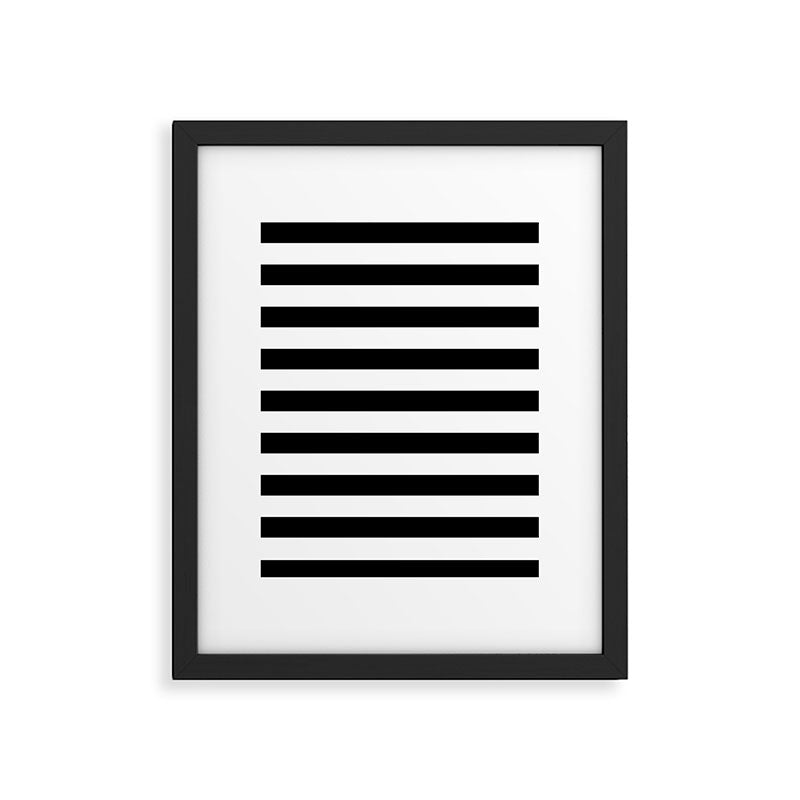 Midnight Black and White Stripes Framed Art Print Gallery Image 6