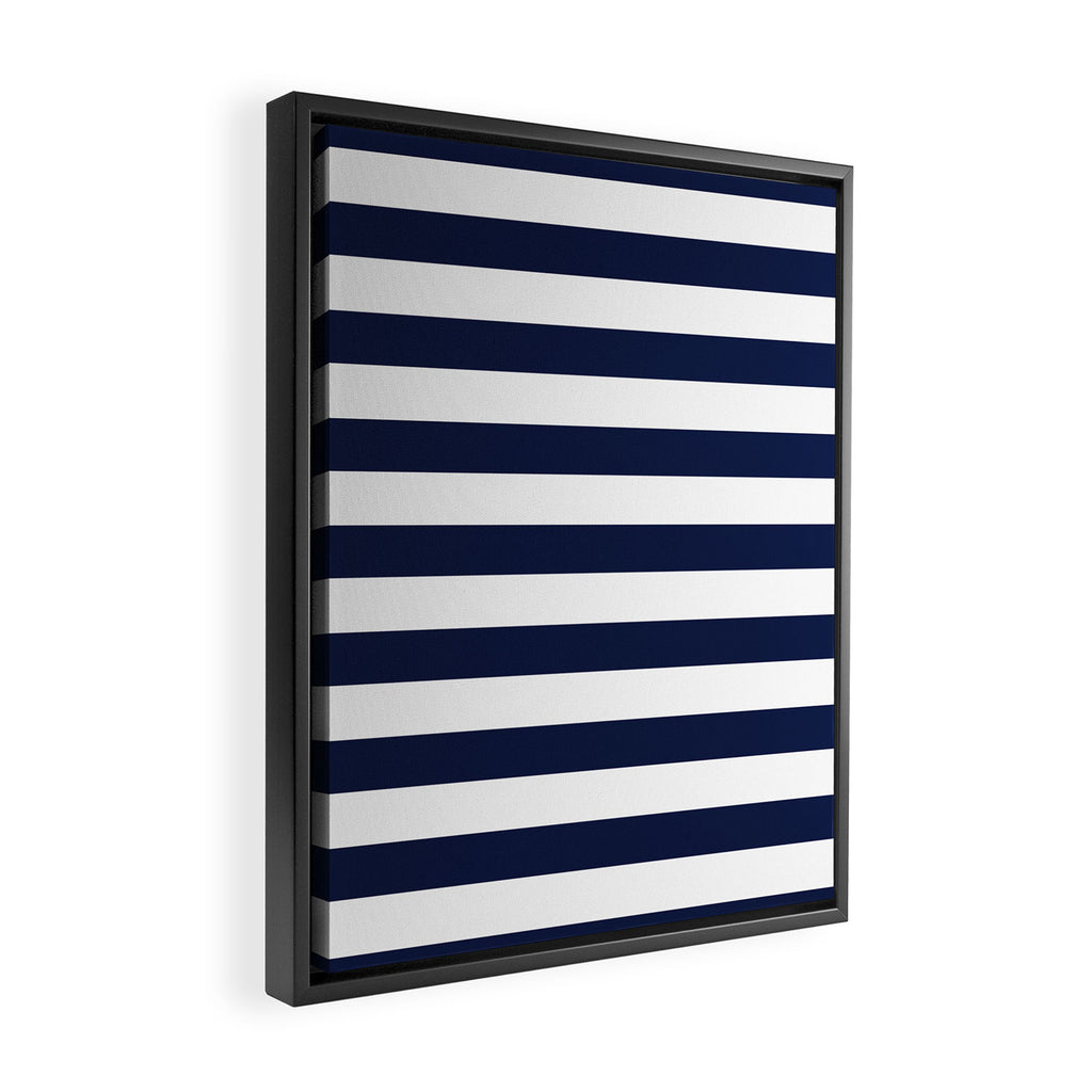 Nautical Navy Blue and White Stripes Framed Canvas Print Gallery Image 2