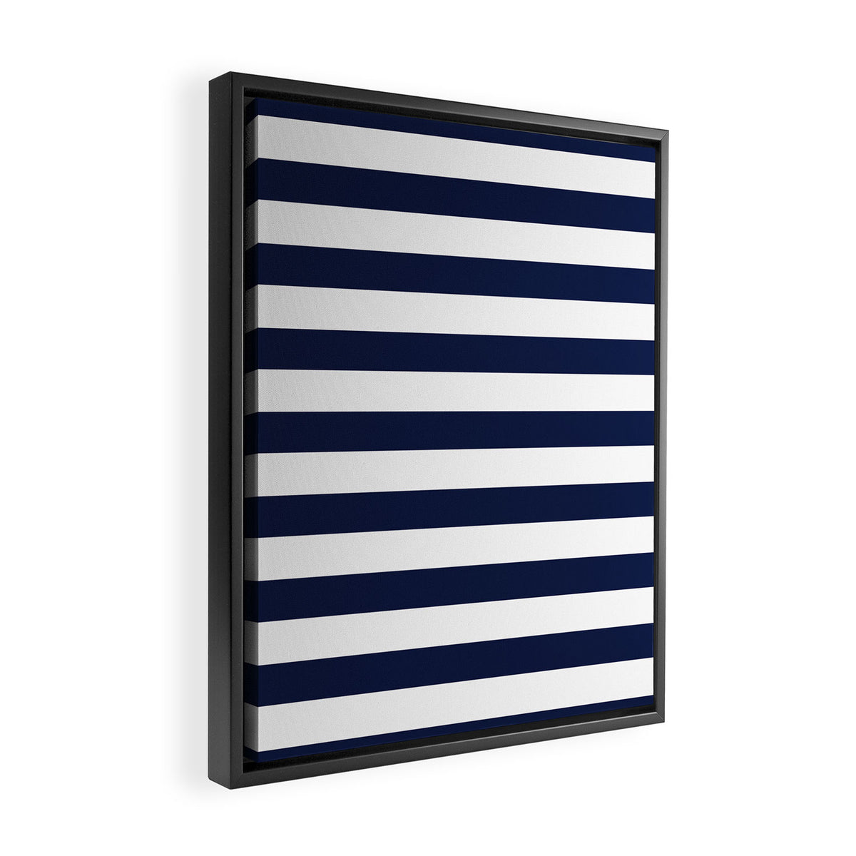 Nautical Navy Blue and White Stripes Framed Canvas Print Gallery Image 2