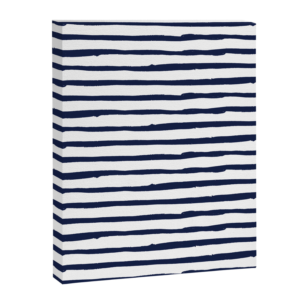 Navy Blue Stripes on White Canvas Print Gallery Image 8