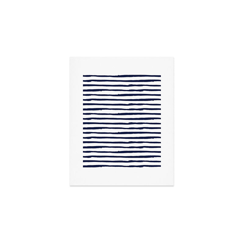 Navy Blue Stripes on White Art Print Gallery Image 1