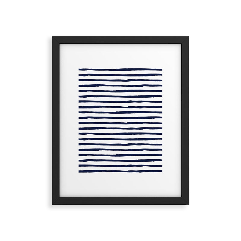 Navy Blue Stripes on White Framed Art Print Gallery Image 6