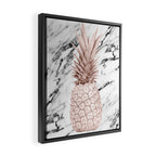 Rose Gold Pineapple on Black and White Marble Framed Canvas Print Gallery Image 2