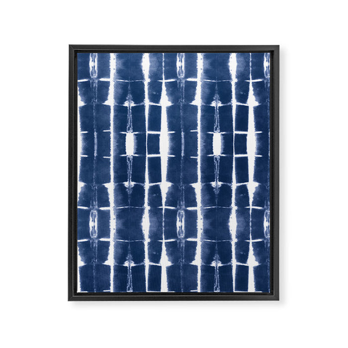 Shibori Stripes 3 Indigo Blue Framed Canvas Print Gallery Image 1