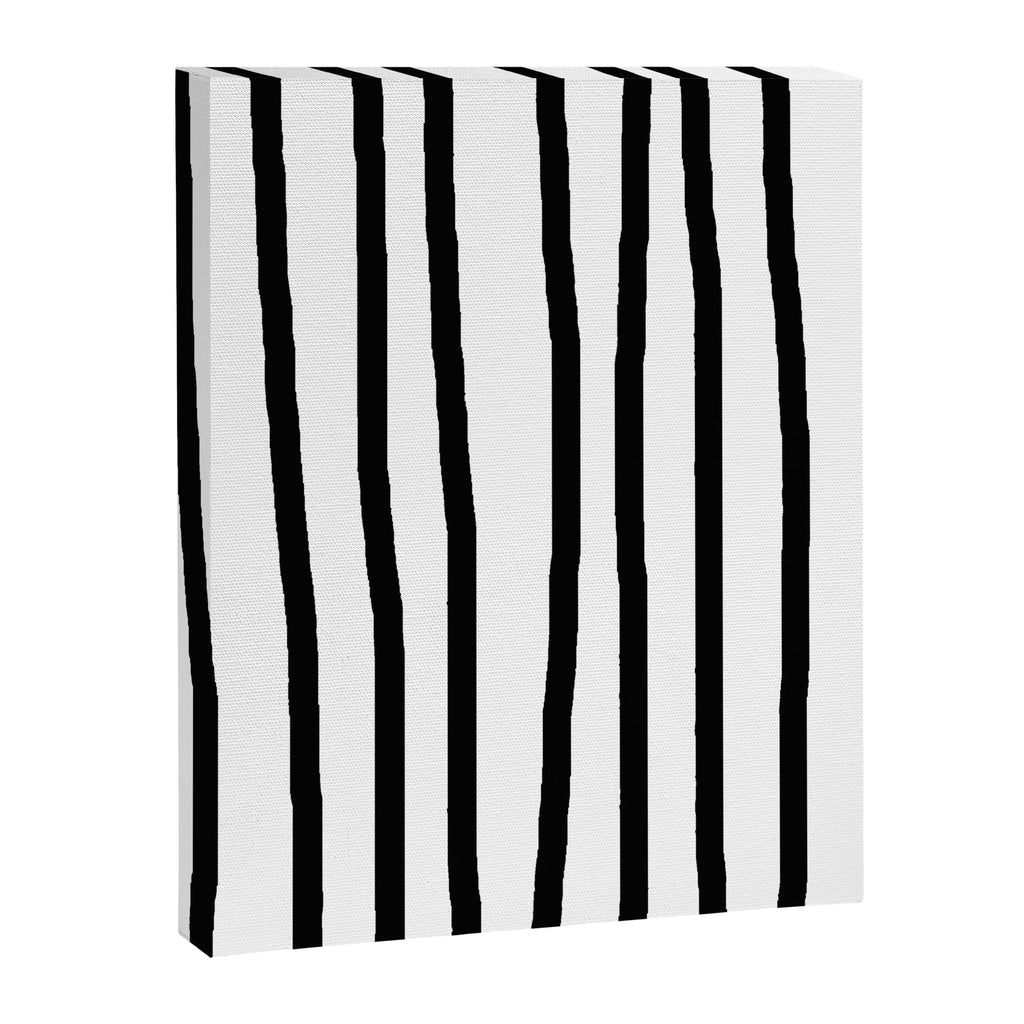 Simply Drawn Vertical Stripes in Midnight Black Canvas Print Gallery Image 8