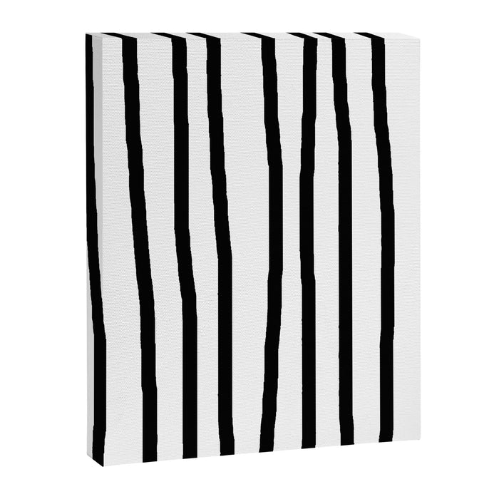 Simply Drawn Vertical Stripes in Midnight Black Canvas Print Gallery Image 1
