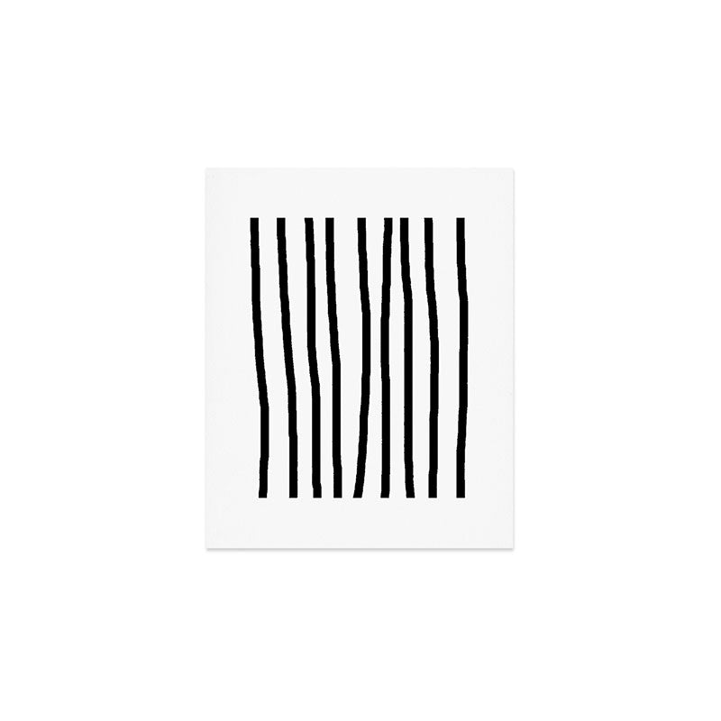 Simply Drawn Vertical Stripes in Midnight Black Art Print Gallery Image 1