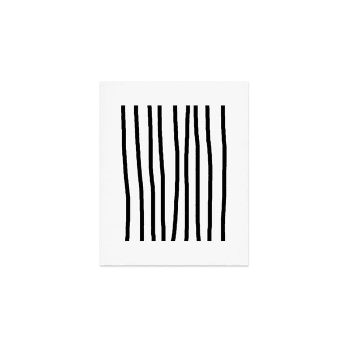 Simply Drawn Vertical Stripes in Midnight Black Art Print Gallery Image 1