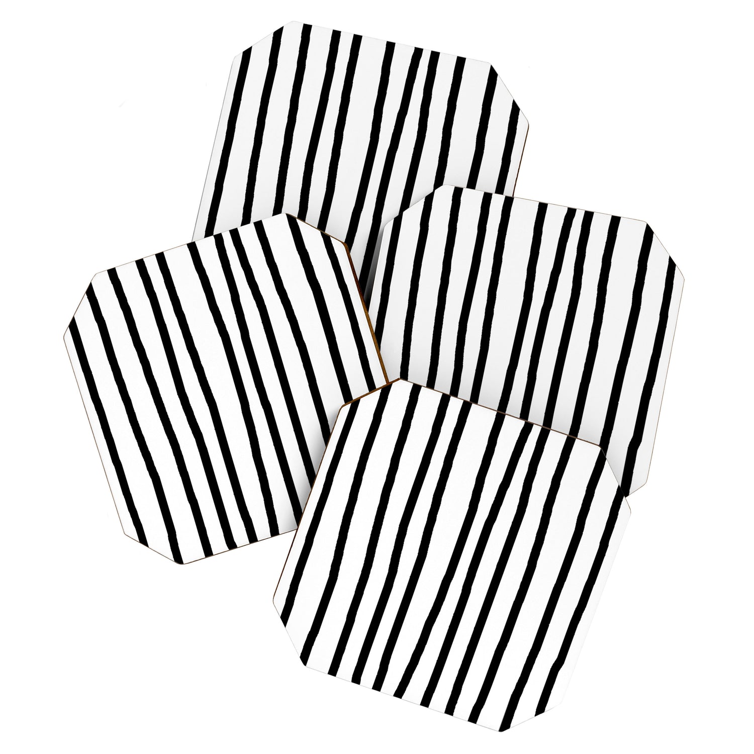 Simply Drawn Vertical Stripes in Midnight Black Coaster Gallery Image 1