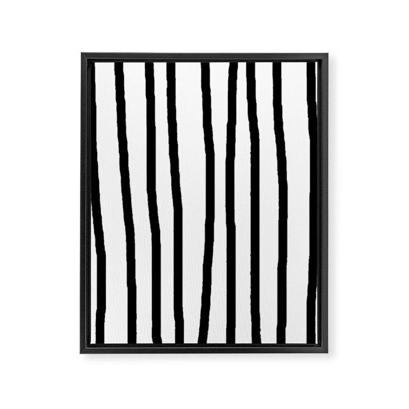 Simply Drawn Vertical Stripes in Midnight Black Framed Canvas Print Gallery Image 8