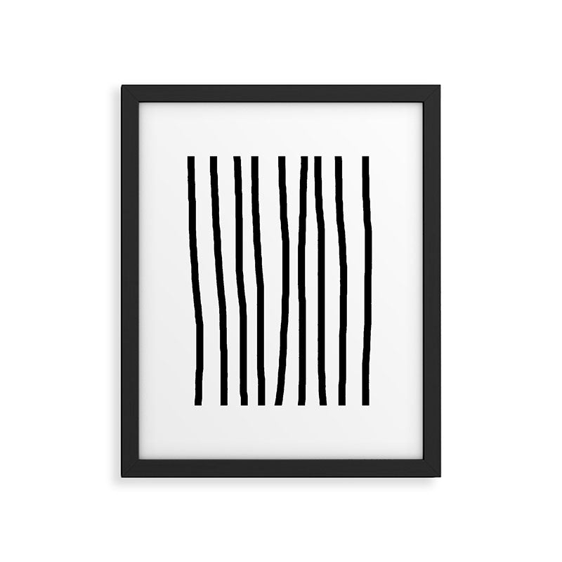 Simply Drawn Vertical Stripes in Midnight Black Framed Art Print Gallery Image 6