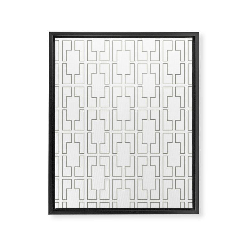 Simply Mid-Century Retro Gray on White Framed Canvas Print Gallery Image 8