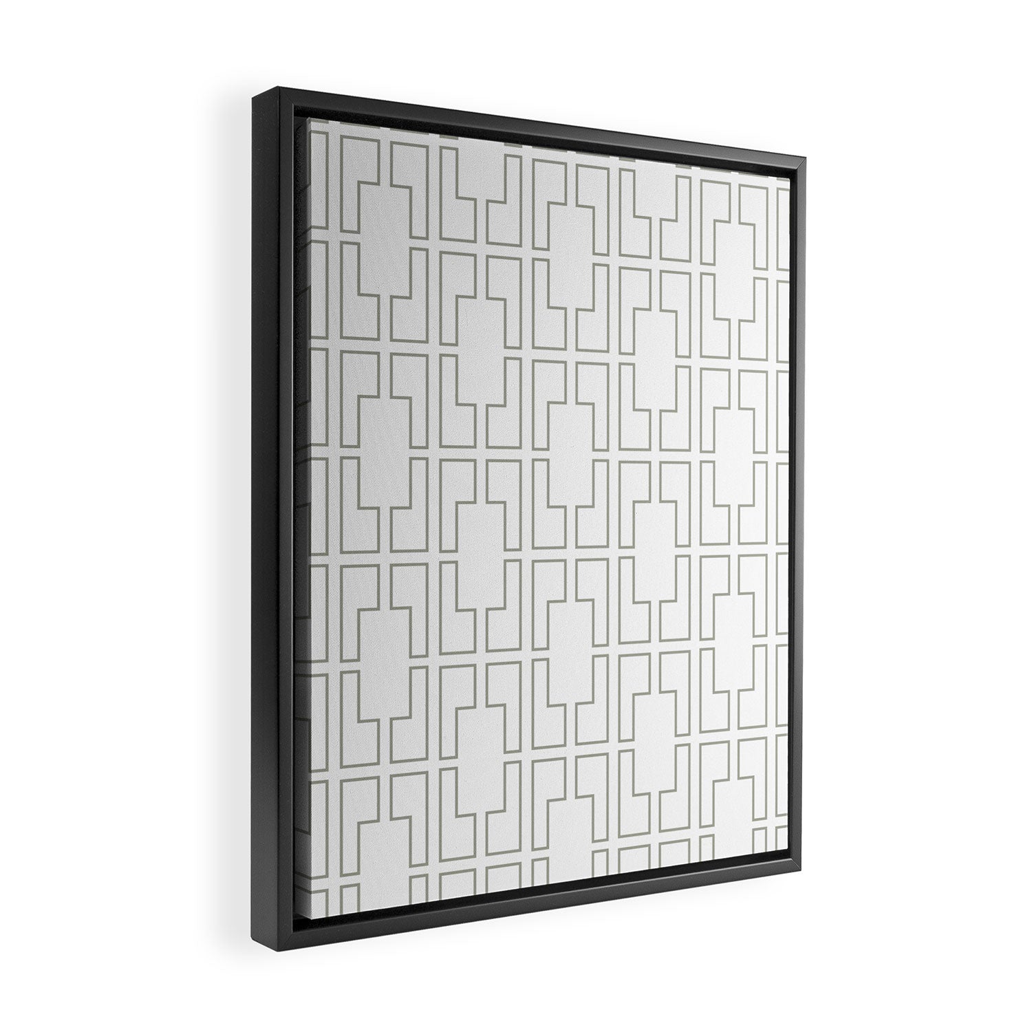 Simply Mid-Century Retro Gray on White Framed Canvas Print Gallery Image 2