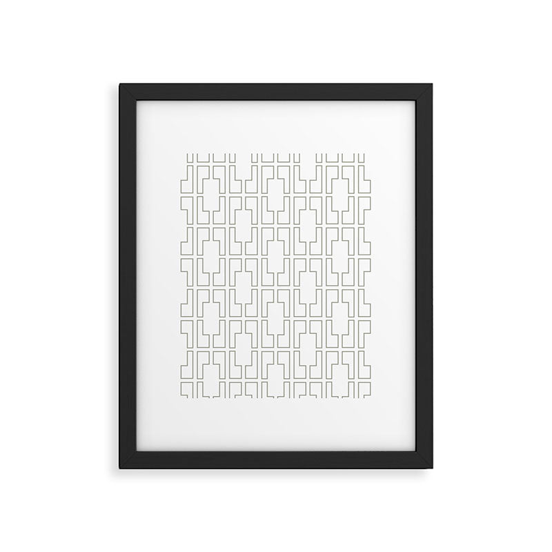 Simply Mid-Century Retro Gray on White Framed Art Print Gallery Image 6