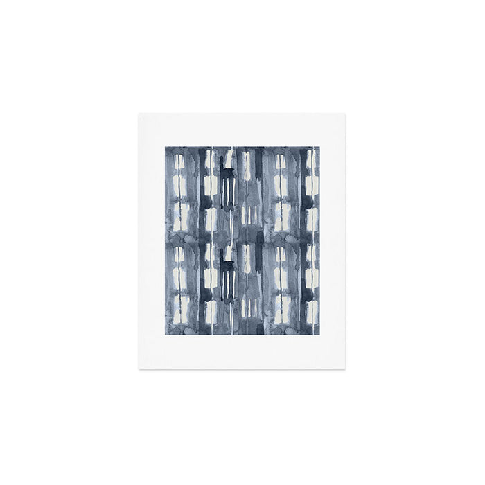 Simply Shibori Lines in Indigo Blue on Lunar Gray Art Print Gallery Image 1