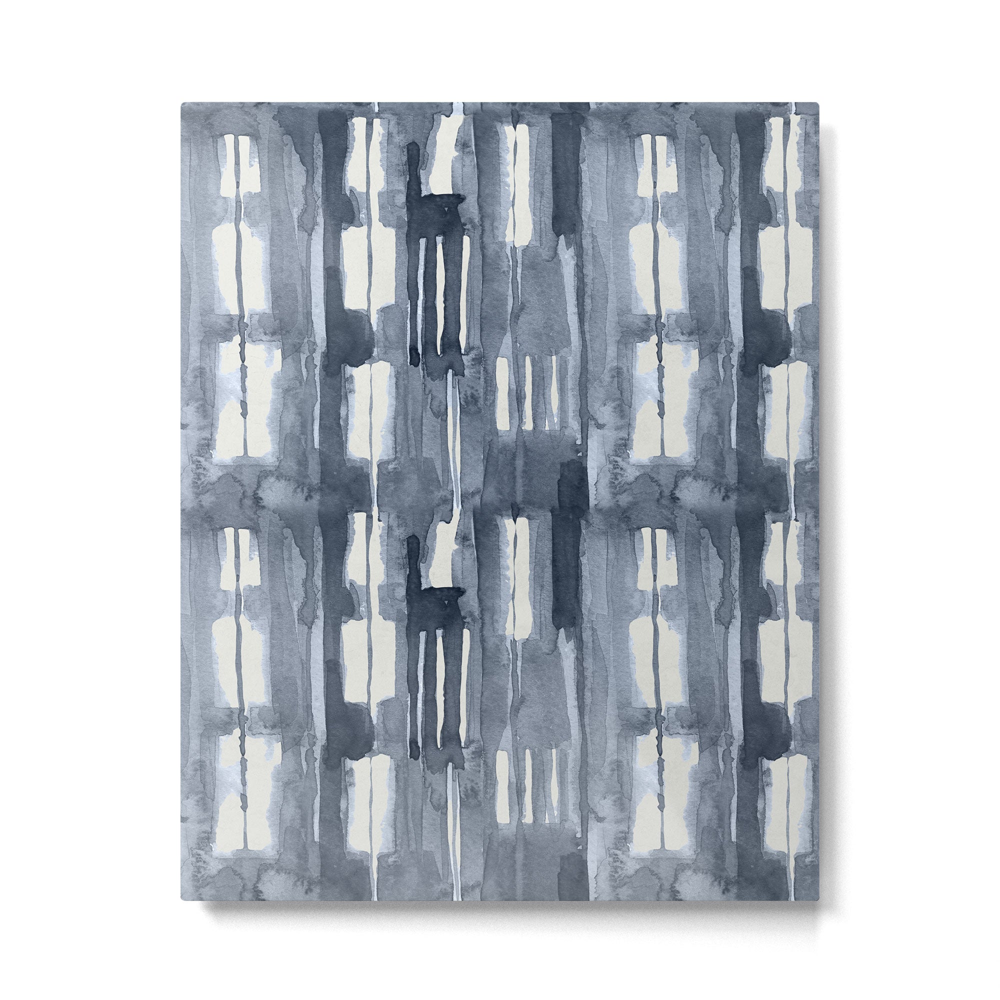 Simply Shibori Lines in Indigo Blue on Lunar Gray Metal Print Gallery Image 6