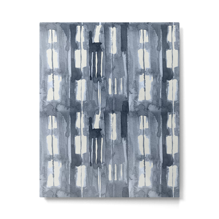 Simply Shibori Lines in Indigo Blue on Lunar Gray Metal Print Gallery Image 1