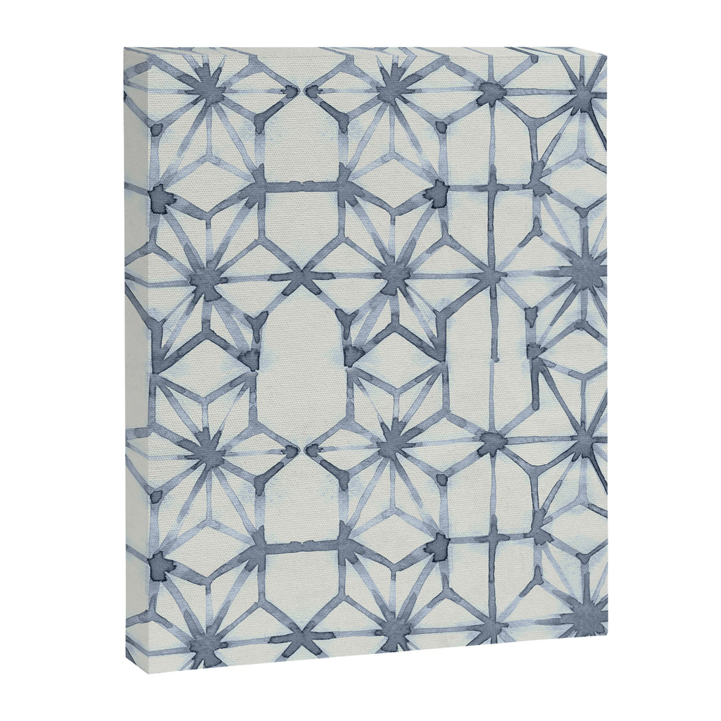 Simply Shibori Stars in Indigo Blue on Lunar Gray Canvas Print Gallery Image 8