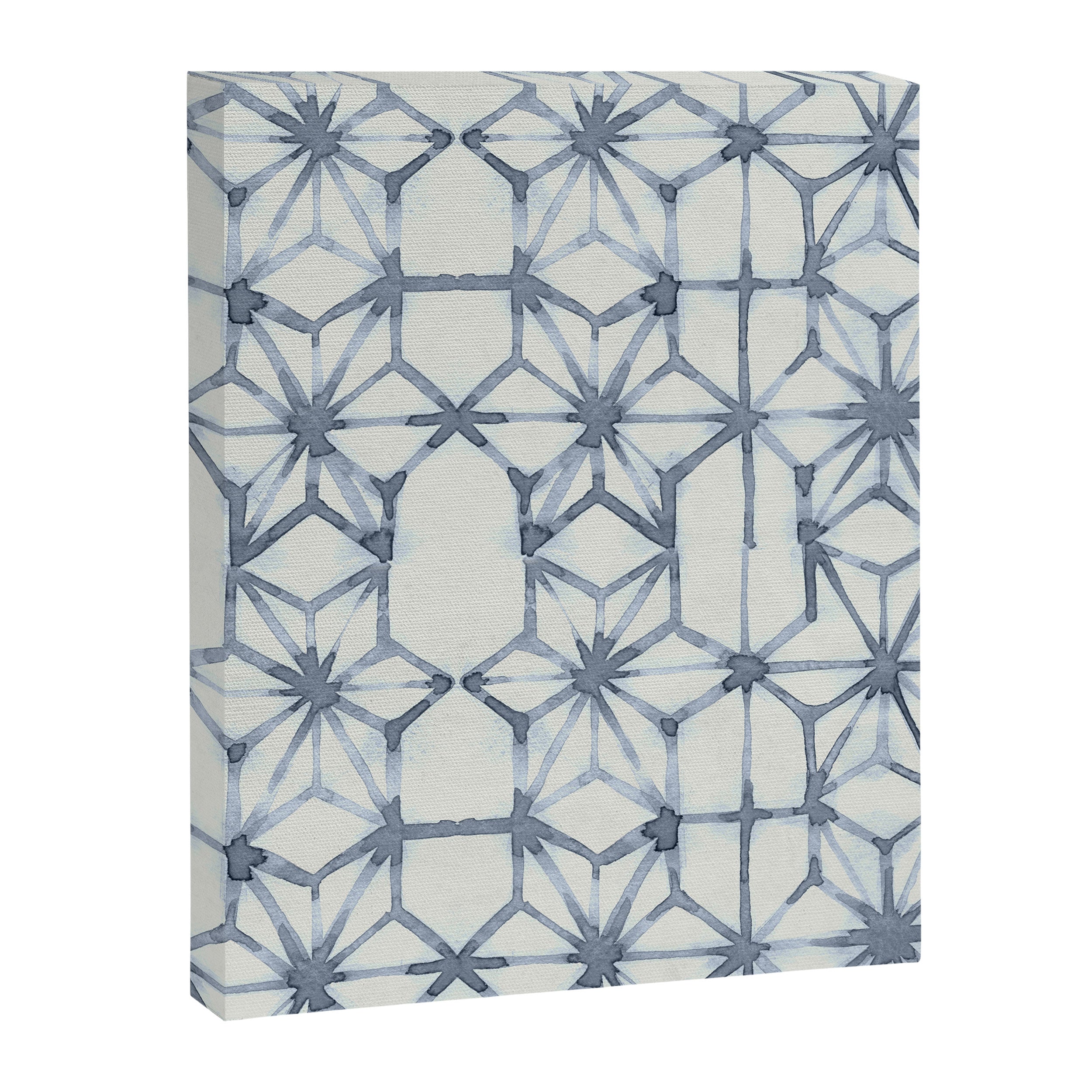 Simply Shibori Stars in Indigo Blue on Lunar Gray Canvas Print Gallery Image 8