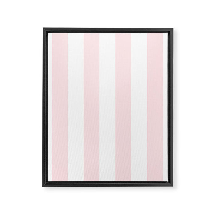 Simply Vertical Stripes Flamingo Pink on White Framed Canvas Print Gallery Image 1