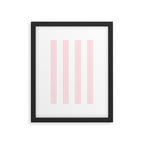 Simply Vertical Stripes Flamingo Pink on White Framed Art Print Gallery Image 6