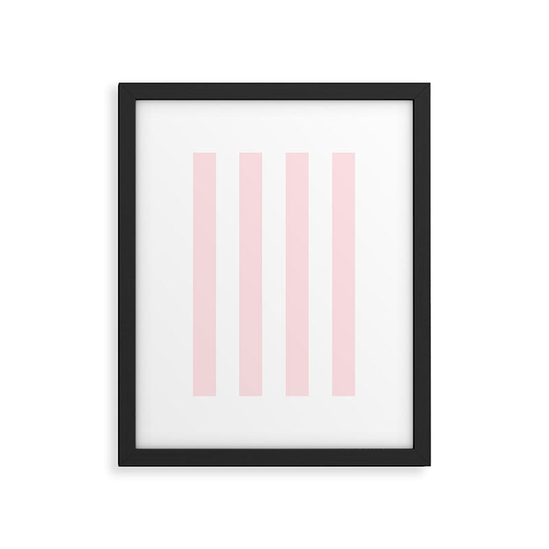 Simply Vertical Stripes Flamingo Pink on White Framed Art Print Gallery Image 6