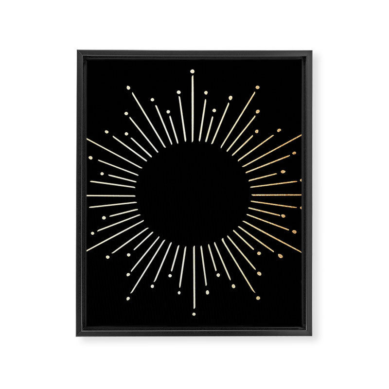 Sunburst Gold Copper Bronze on Black Framed Canvas Print Gallery Image 8