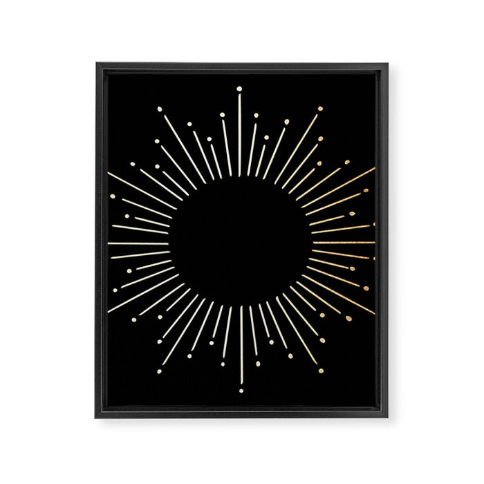 Sunburst Gold Copper Bronze on Black Framed Canvas Print Gallery Image 1