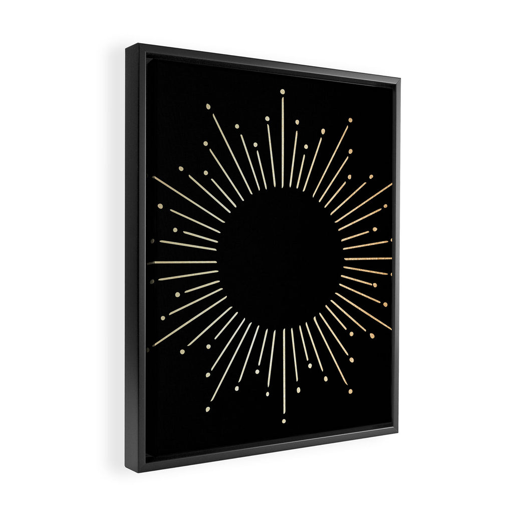 Sunburst Gold Copper Bronze on Black Framed Canvas Print Gallery Image 2