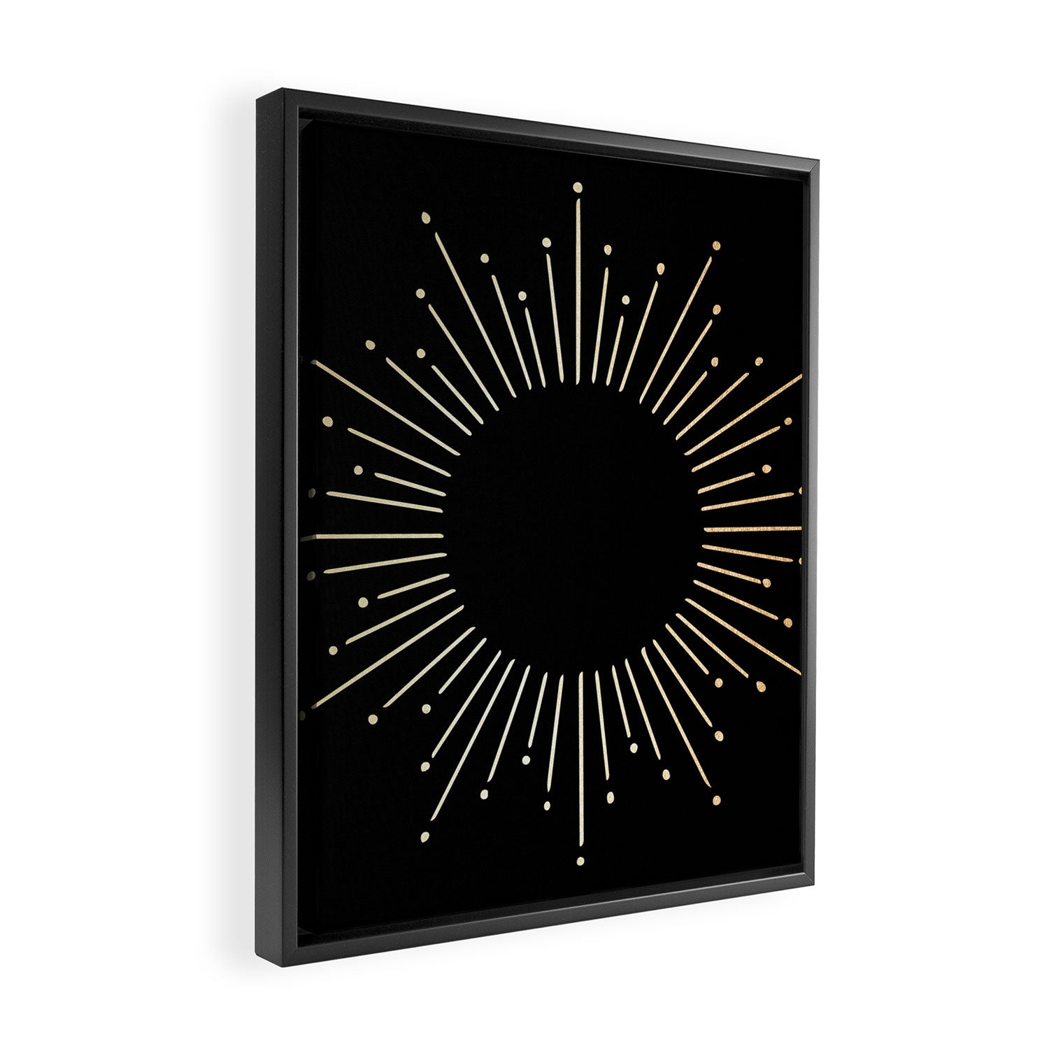 Sunburst Gold Copper Bronze on Black Framed Canvas Print Gallery Image 2