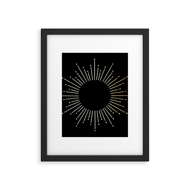 Sunburst Gold Copper Bronze on Black Framed Art Print Gallery Image 6