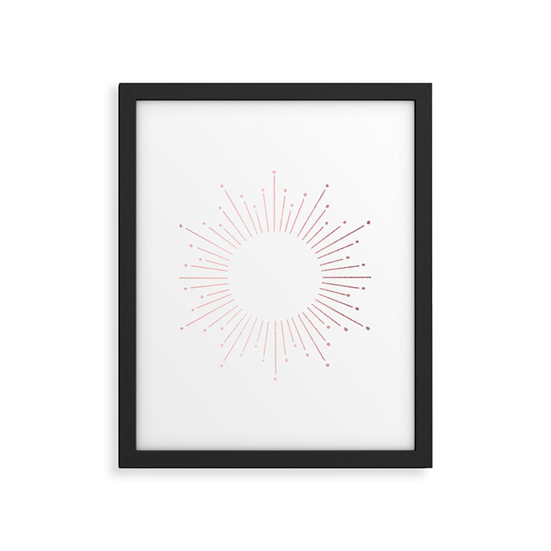 Sunburst Rose Quartz Elegance on White Framed Art Print Gallery Image 6