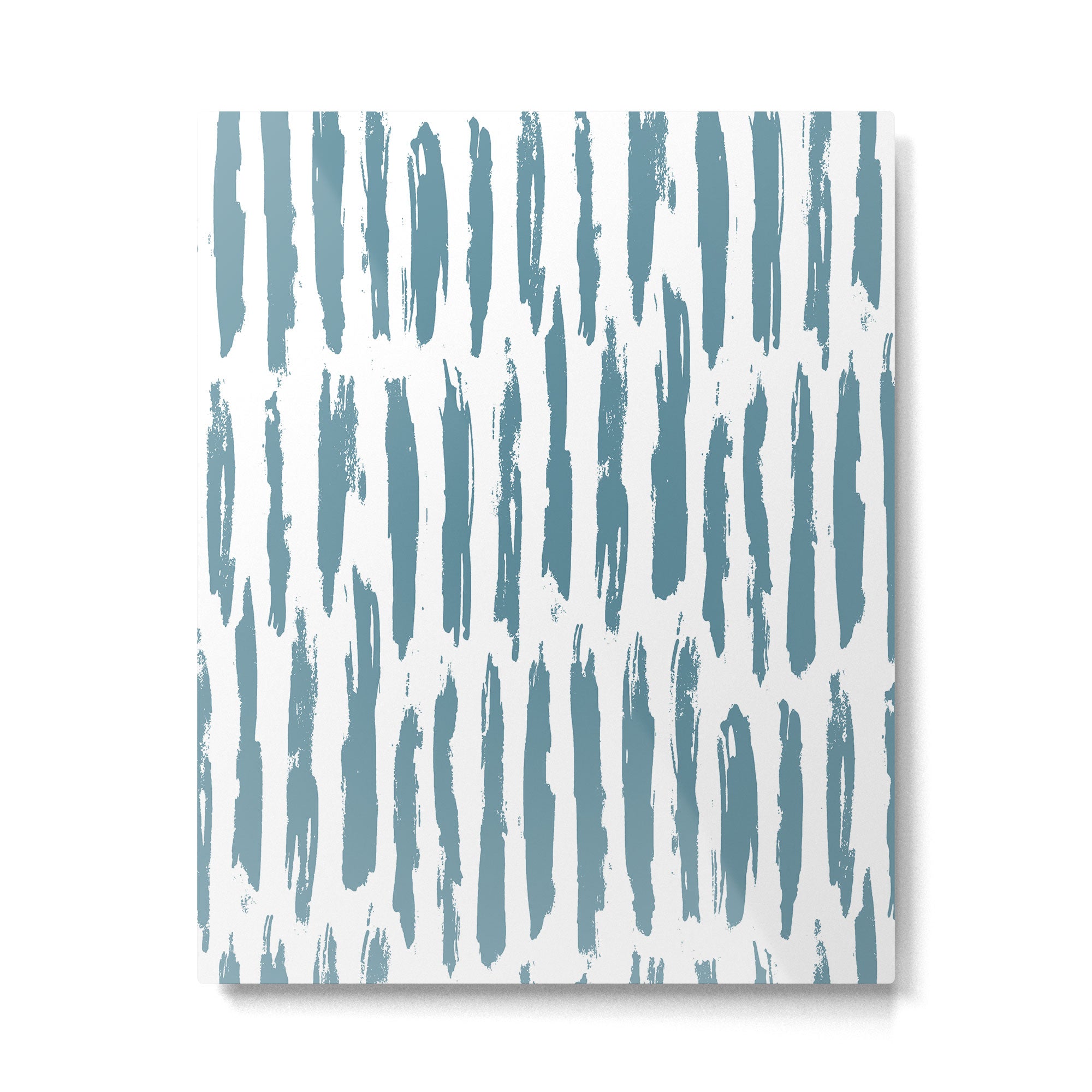 Vertical Dash Teal on White Metal Print Gallery Image 6