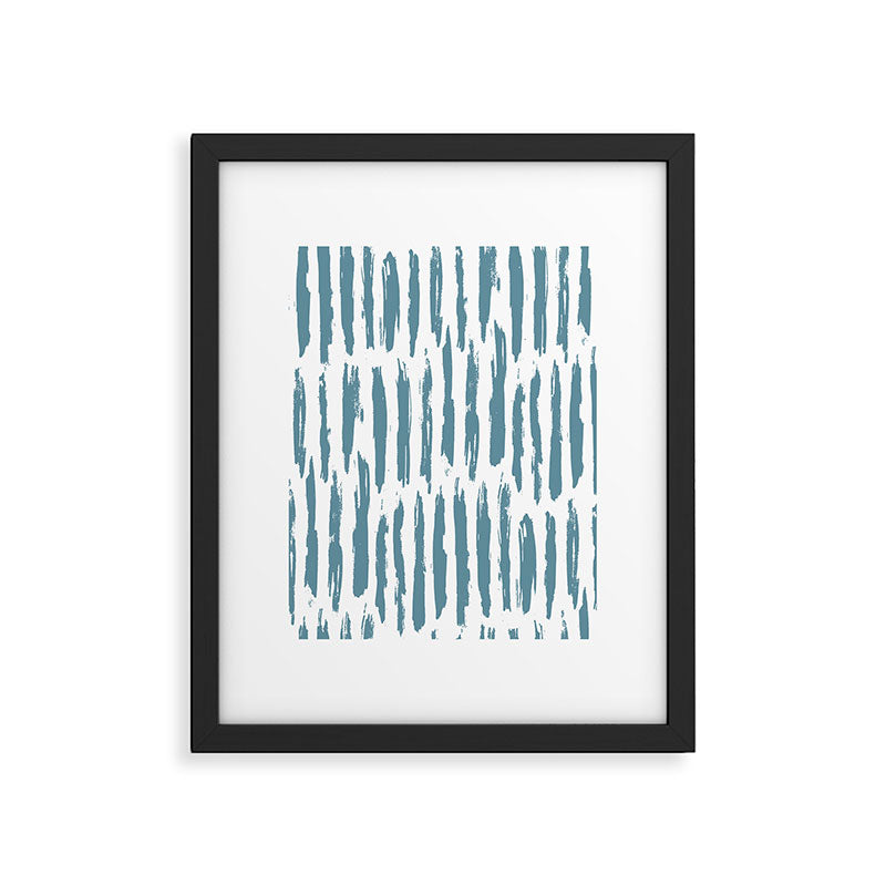 Vertical Dash Teal on White Framed Art Print Gallery Image 6