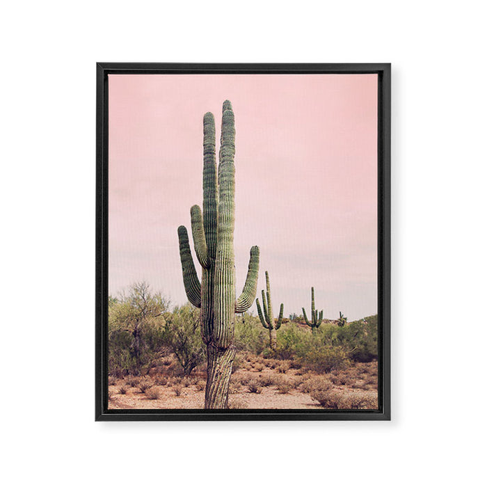 Blush Sky Cactus Framed Canvas Print Gallery Image 1