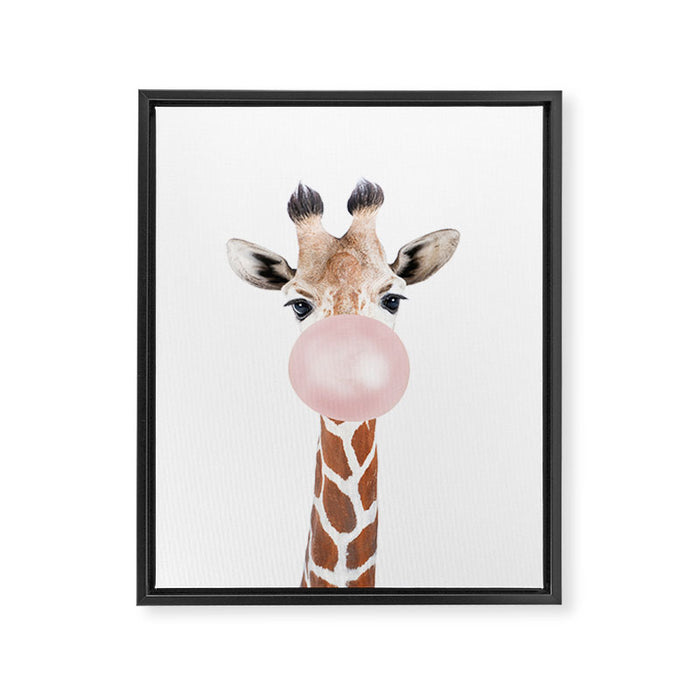 Bubble gum giraffe Framed Canvas Print Gallery Image 1