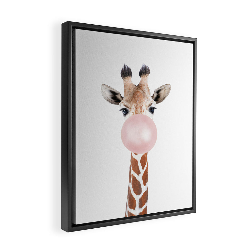 Bubble gum giraffe Framed Canvas Print Gallery Image 2
